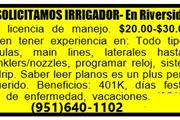 SOLICITO IRRIGADOR $20-$30hr📍