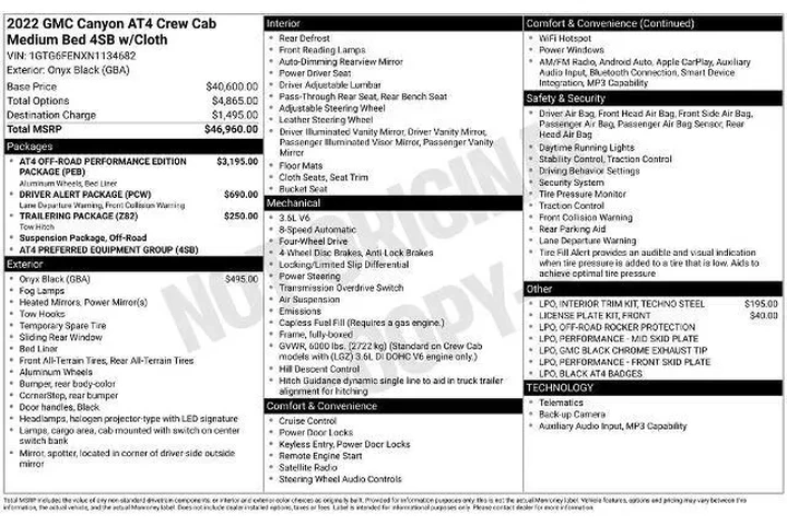 $32474 : GMC Canyon 2022 4x4 AT4 4dr image 2