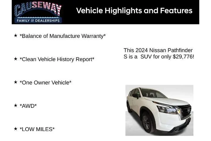 $29776 : Nissan Pathfinder 2024 AWD S image 2