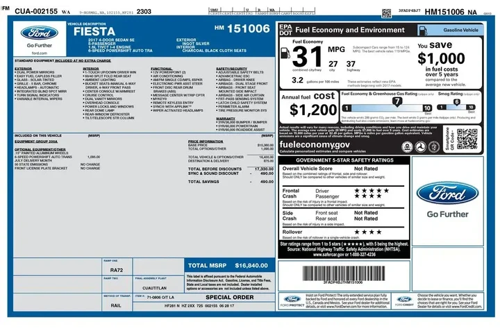 $8750 : Ford Fiesta 2017 SE 4dr Seda image 3