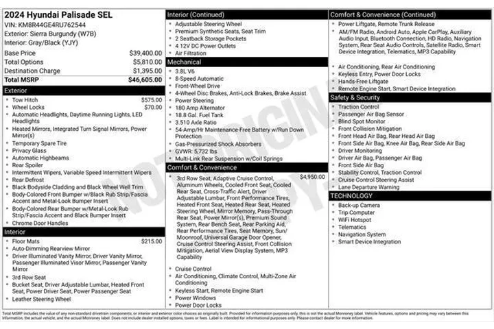 $29489 : Hyundai PALISADE 2024 SEL 4d image 7