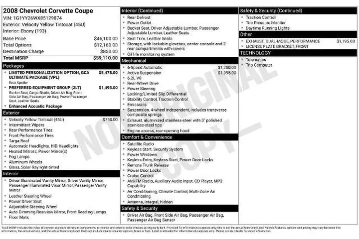 $29548 : Chevrolet Corvette 2008 Base image 6