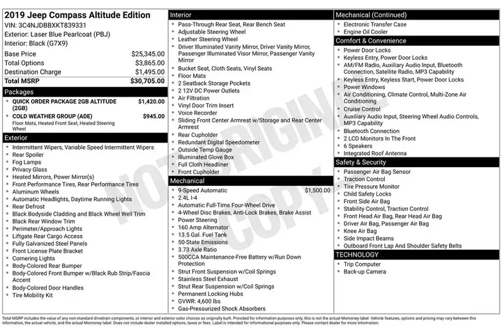 $16631 : Jeep Compass 2019 4x4 Altitu image 4