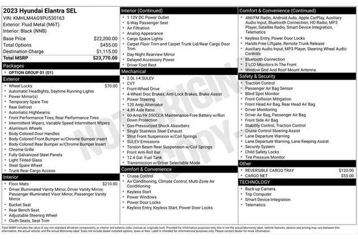 $19000 : Hyundai ELANTRA 2023 SEL 4dr image 7