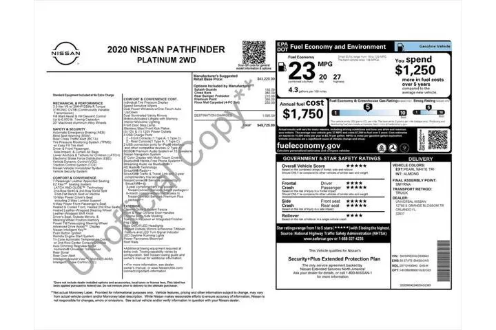 $19638 : Nissan Pathfinder 2020 Plati image 4