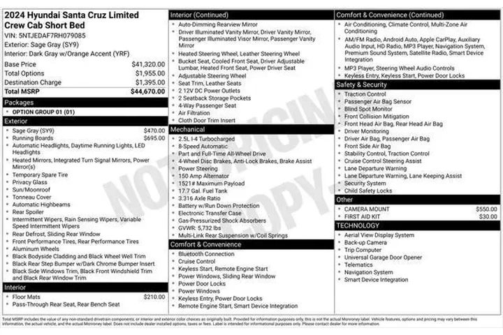 $29723 : Hyundai SANTA CRUZ 2024 AWD image 5