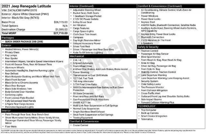 $18261 : Jeep Renegade 2021 Latitude image 4