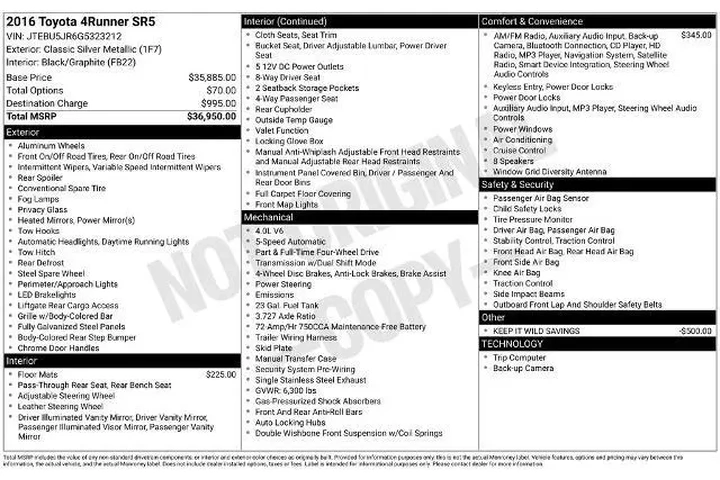 $25062 : Toyota 4Runner 2016 4x4 SR5 image 6