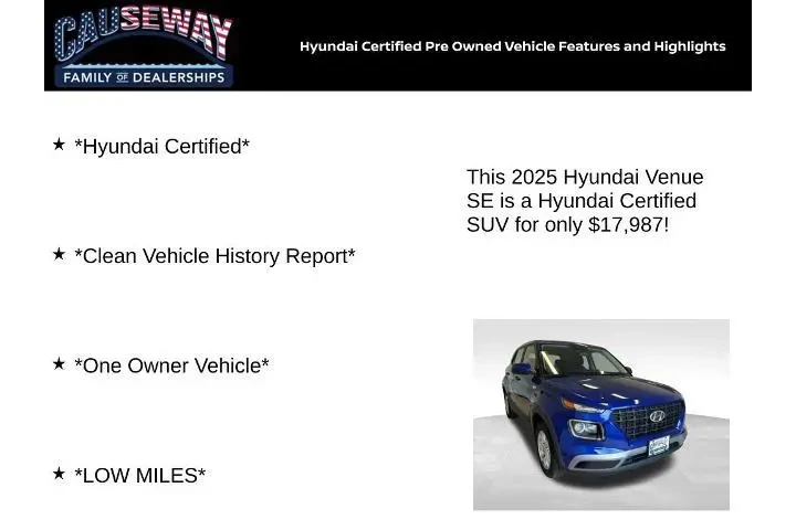 $17987 : Hyundai VENUE 2025 SE 4dr Cr image 2