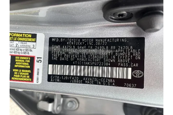 $22481 : Toyota Camry 2023 LE 4dr Sed image 5