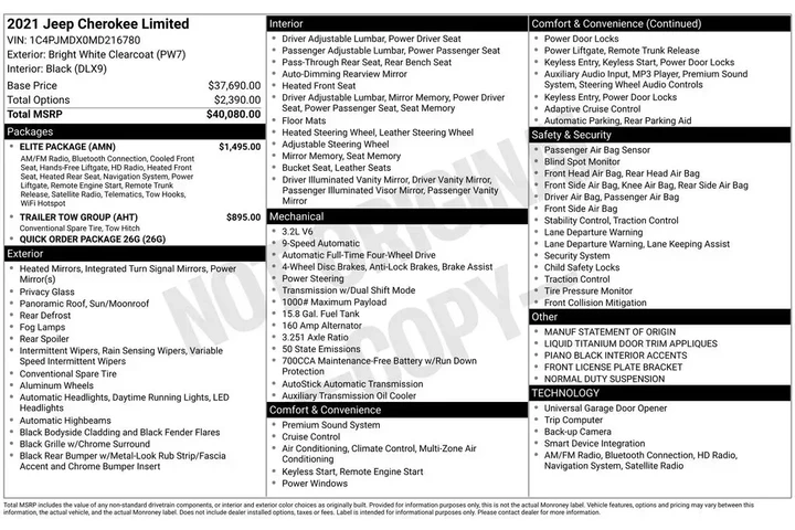 $22881 : Jeep Cherokee 2021 4x4 Limit image 2
