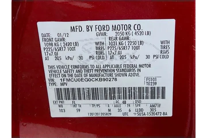 $9975 : Ford Escape 2012 Limited 4dr image 10