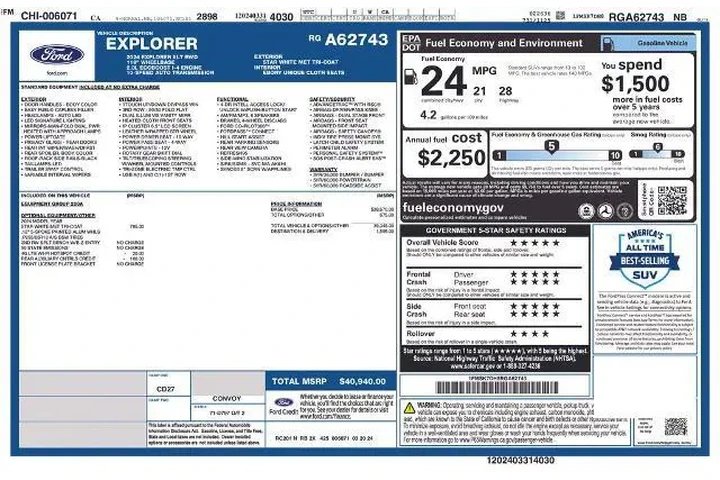 $32085 : Ford Explorer 2024 XLT 4dr S image 2