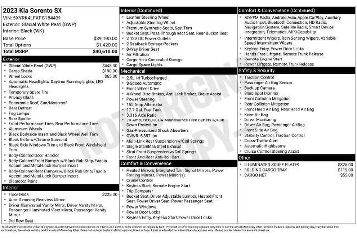 $26450 : Kia Sorento 2023 SX 4dr SUV image 3