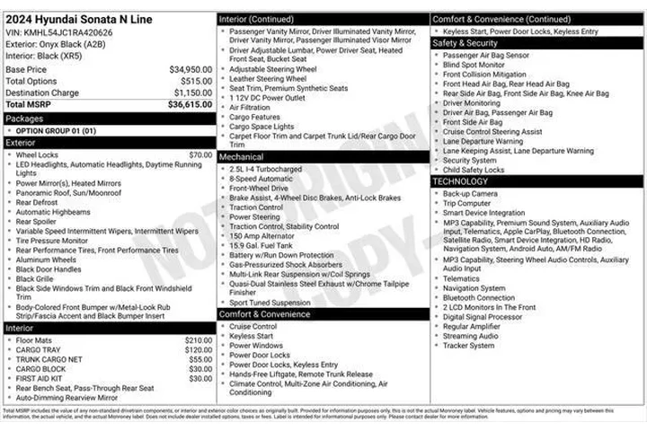 $28680 : Hyundai SONATA 2024 N Line 4 image 5