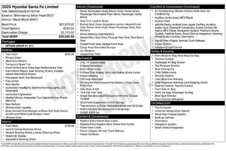 $21688 : Hyundai SANTA FE 2020 Limite image 3