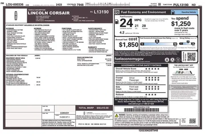 $36368 : Lincoln Corsair 2023 AWD Res image 2