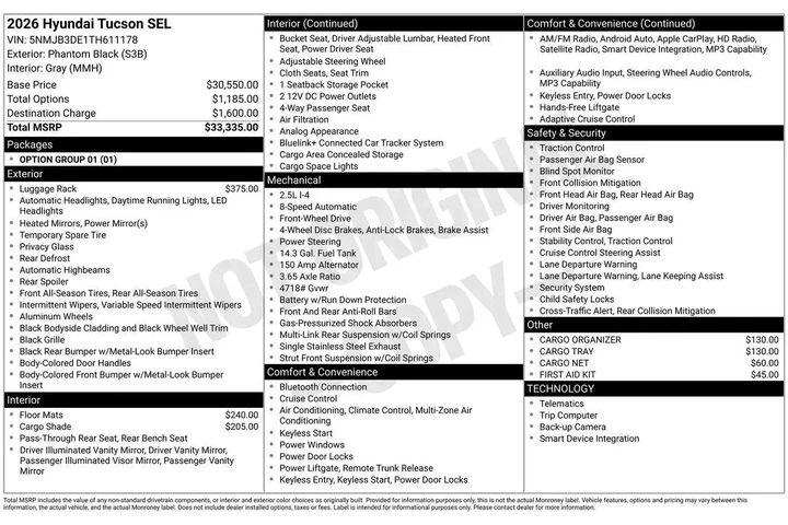 $25806 : Hyundai TUCSON 2026 SEL 4dr image 6
