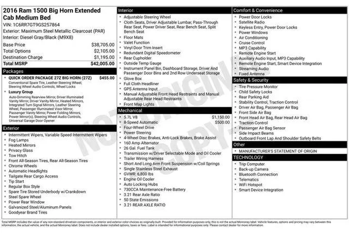 $23991 : Ram 1500 2016 4x4 Big Horn 4 image 2