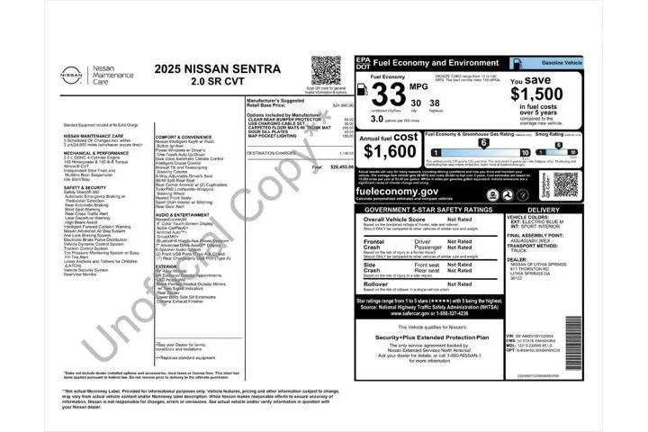 $21488 : Nissan Sentra 2025 SR 4dr Se image 7