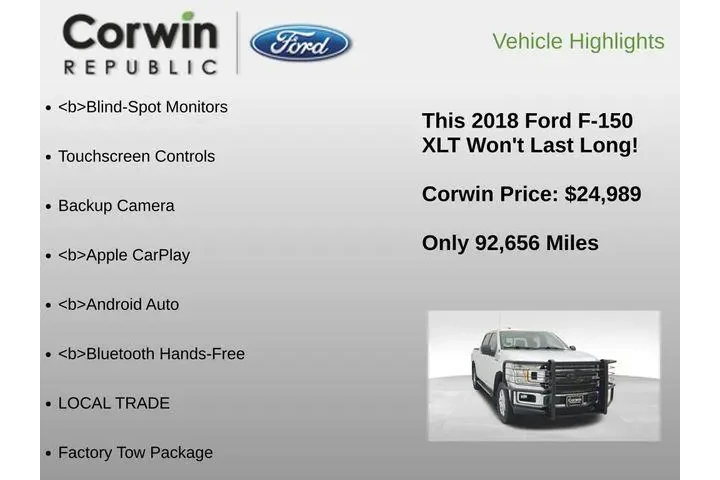 $24989 : Ford F-150 2018 4x4 XLT 4dr image 6
