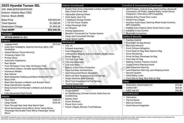 $27501 : Hyundai TUCSON 2025 SEL 4dr image 2