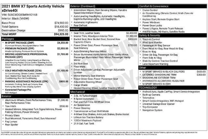 $40000 : BMW X7 2021 AWD xDrive40i 4d image 3