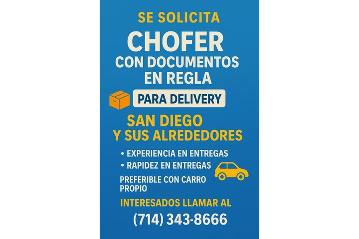 SE SOLICITA CHOFER/NOW HIRING image 1