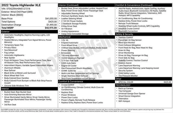 $31956 : Toyota Highlander 2022 XLE 4 image 2
