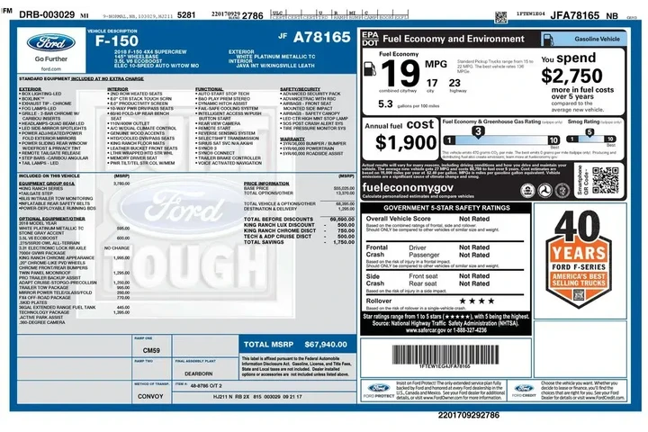 $37460 : Ford F-150 2018 4x4 King Ran image 2