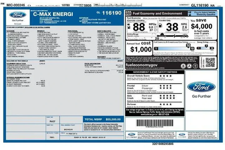 $12690 : Ford C-MAX Energi 2016 SEL 4 image 2