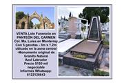 LOTE FUNERARIO PANTEÓN CARMEN en Monterrey