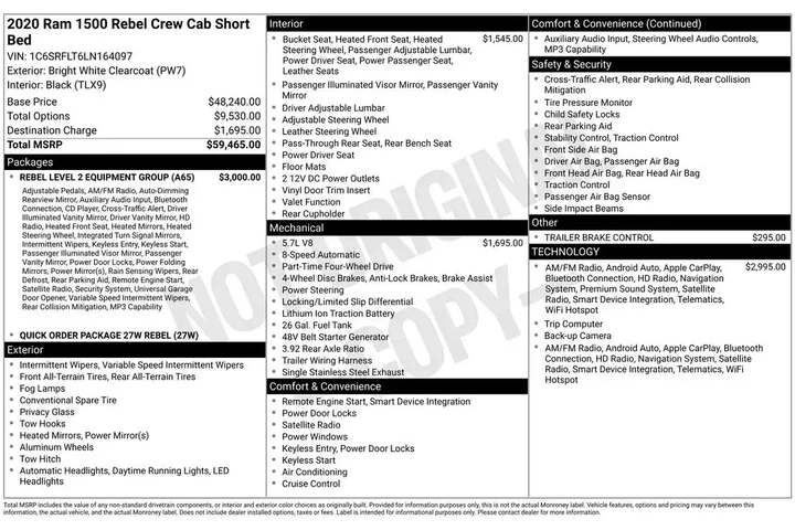 $39309 : Ram 1500 2020 4x4 Rebel 4dr image 3