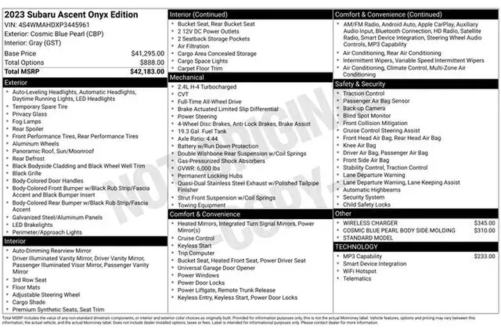 $31990 : Subaru Ascent 2023 AWD Onyx image 4