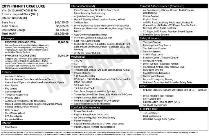 $16853 : INFINITI QX60 2019 Pure 4dr image 3