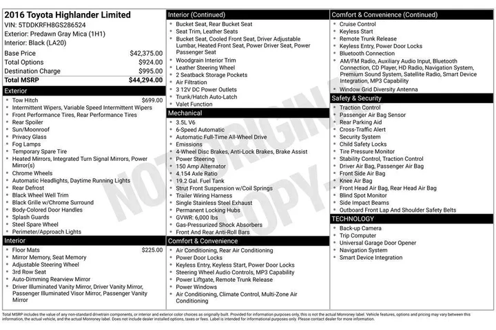 $17982 : Toyota Highlander 2016 AWD L image 4