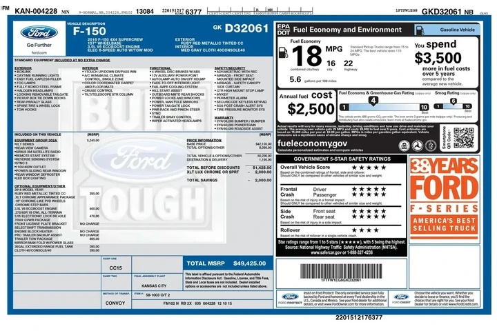 $13998 : Ford F-150 2016 4x4 King Ran image 5