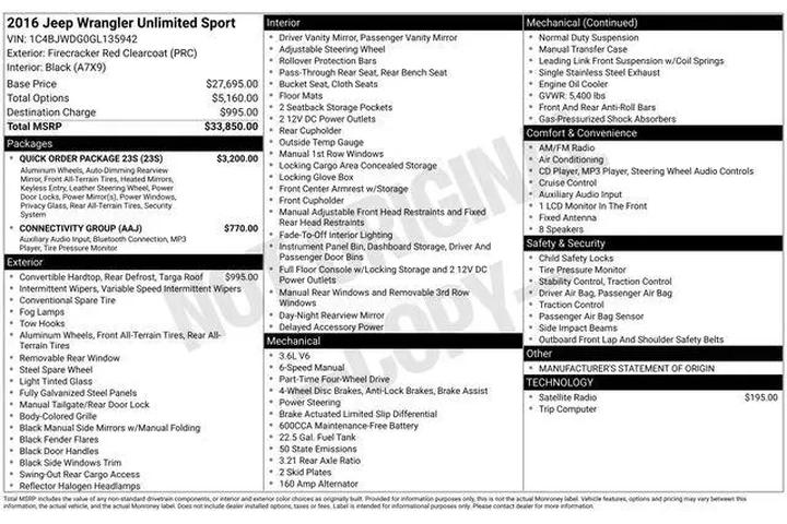 $15999 : Jeep Wrangler Unlimited 2016 image 1