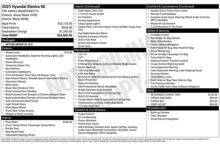 $20498 : Hyundai ELANTRA 2025 SE 4dr image 5