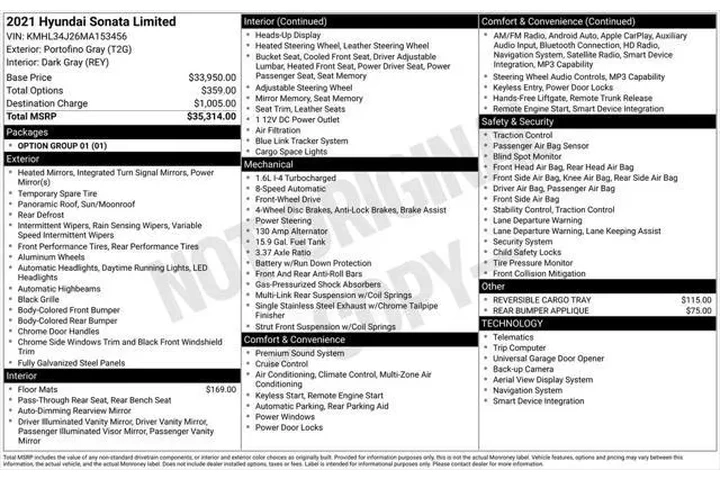 $20624 : Hyundai SONATA 2021 Limited image 5