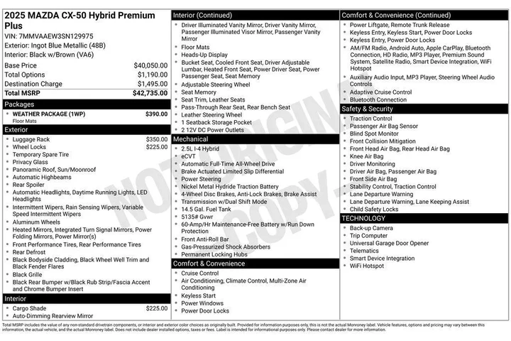 $35920 : Mazda CX-50 Hybrid 2025 AWD image 8