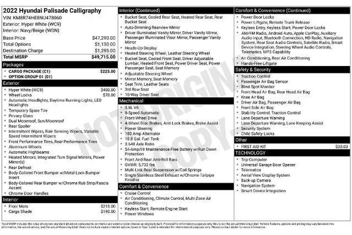 $34300 : Hyundai PALISADE 2022 Callig image 2