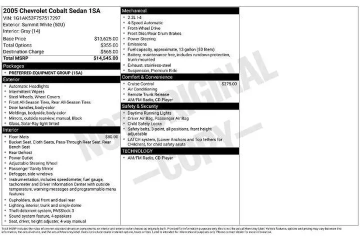 $5500 : Chevrolet Cobalt 2005 4dr Se image 2