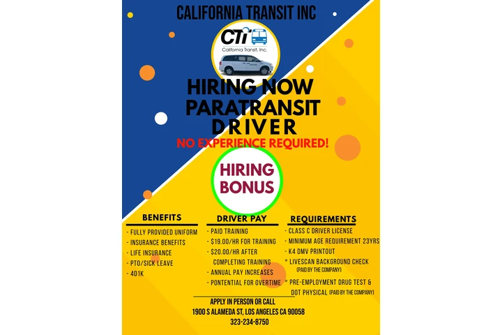 Now Hiring Paratransit Drivers image 1