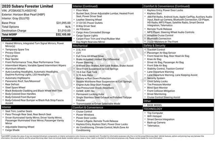 $19677 : Subaru Forester 2020 AWD Lim image 2