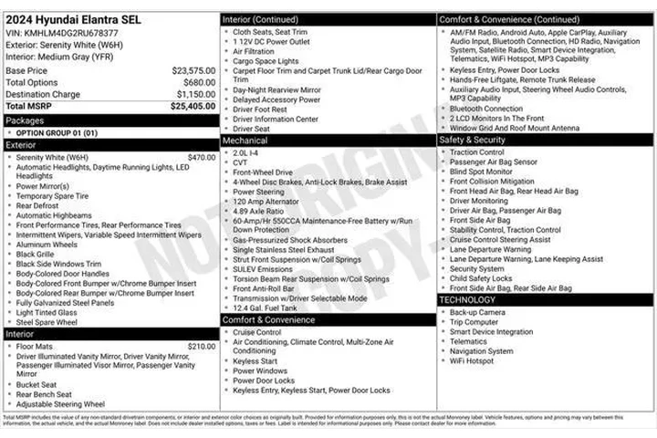 $21035 : Hyundai ELANTRA 2024 SEL 4dr image 6