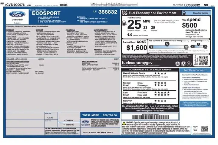 $11970 : Ford EcoSport 2020 AWD SE 4d image 2