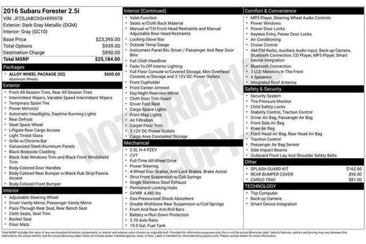 $14995 : Subaru Forester 2016 AWD 2.5 image 2