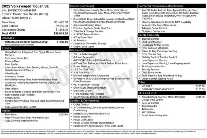 $18487 : Volkswagen Tiguan 2022 AWD S image 4