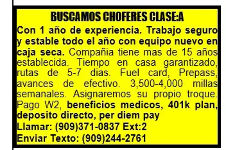 🚚 BUSCAMOS CHOFERES CLASE: A image 1